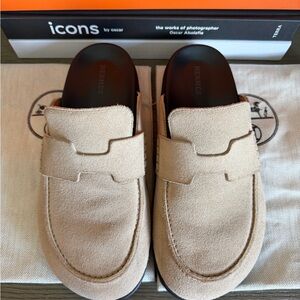 Hermes Beige Suede Women's Loafers